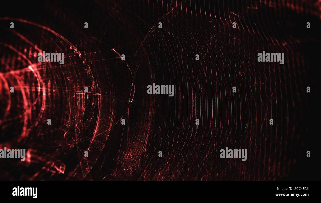 Hintergrundtextur Tunnel. Kurvige, leuchtende Linien. Teilweise verschwommene Wellen. Stockfoto