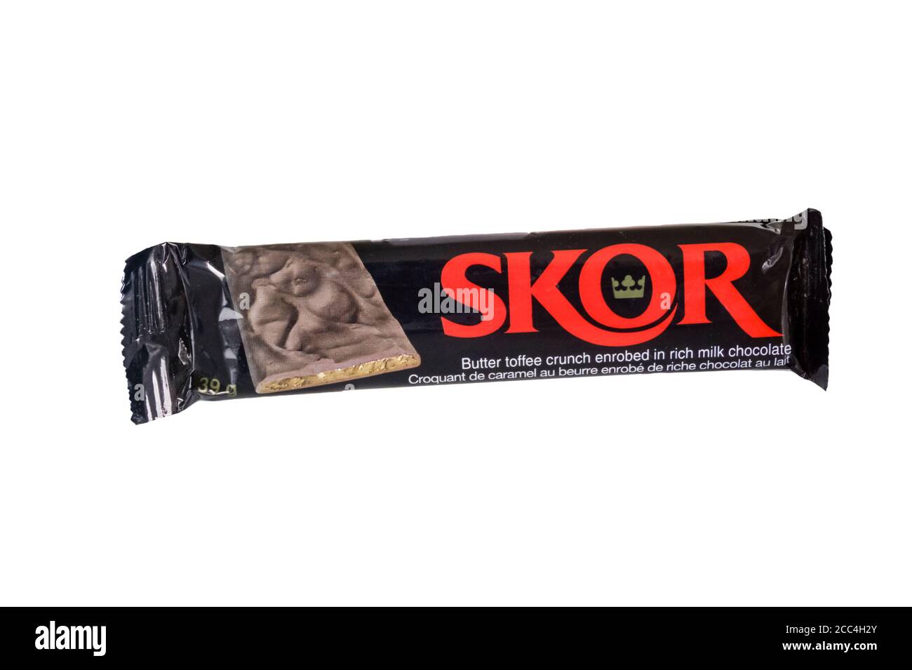 Ein von Hershey hergestellter Schoko-Toffee-Riegel von SKOR. Stockfoto