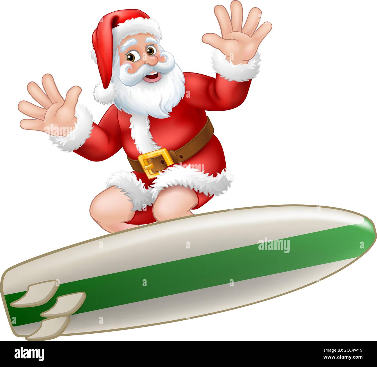 Weihnachtsmann Weihnachten Surfen Surf Board Cartoon Stock Vektor