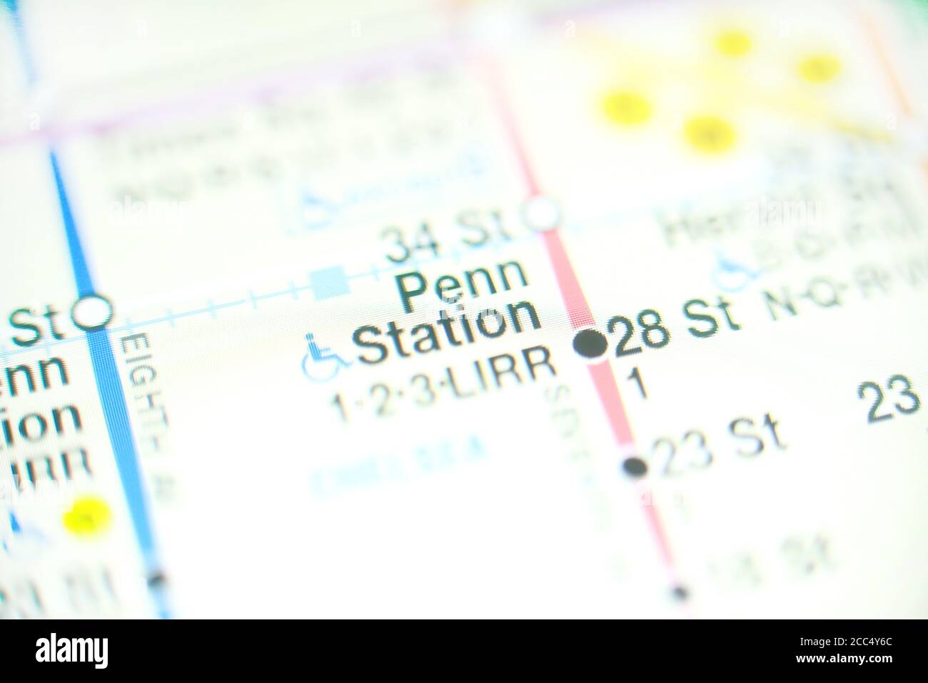 Penn Station auf New York City U-Bahn-Karte auf dem Smartphone-Bildschirm. Stockfoto