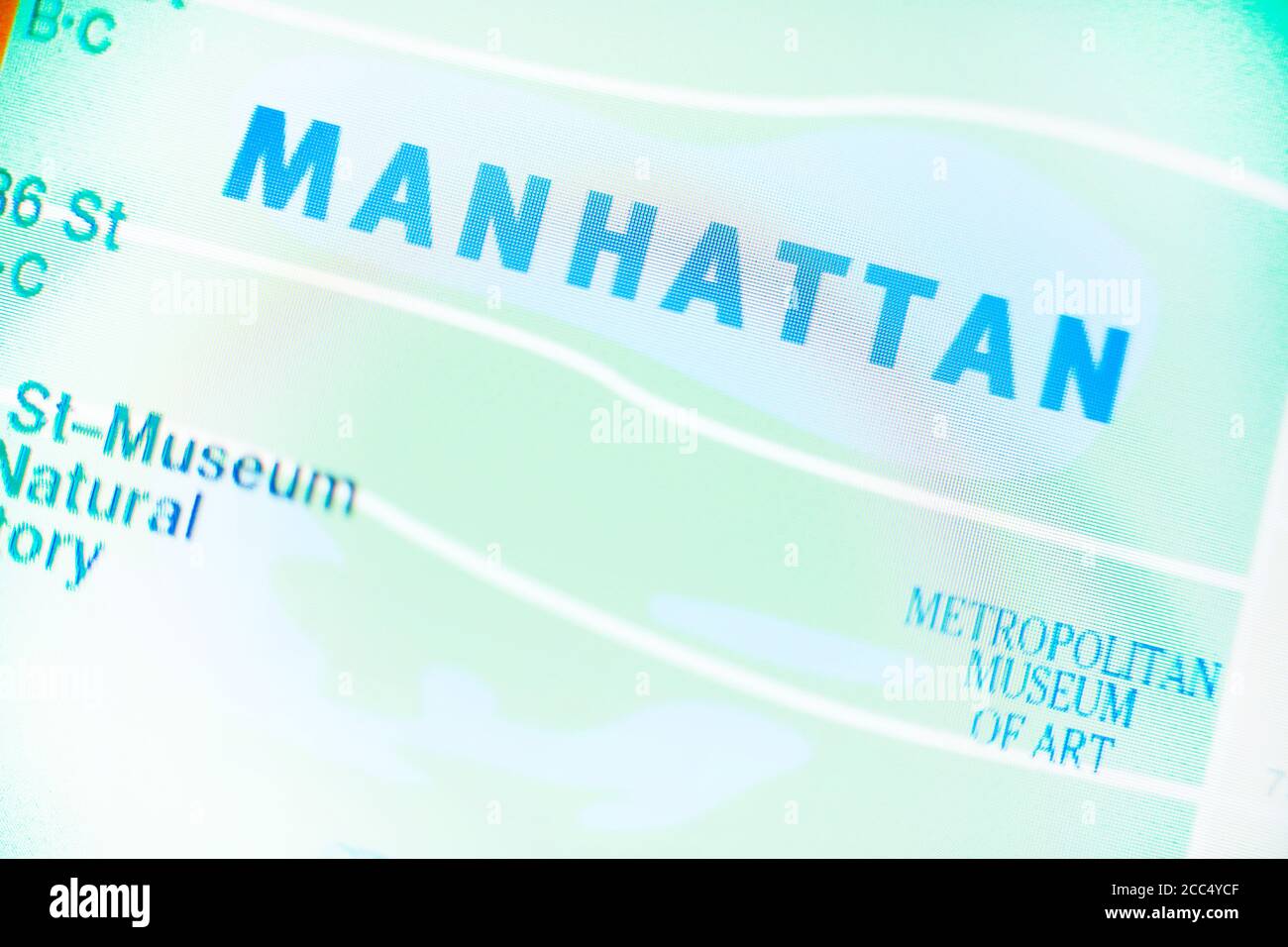 Manhattan Area auf New York City U-Bahn-Karte auf dem Smartphone-Bildschirm. Stockfoto