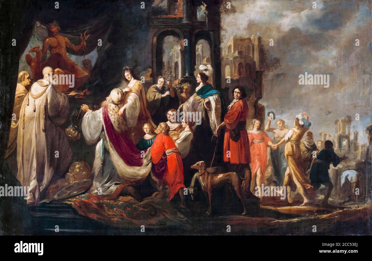 Der Götzendienst König Salomos, Gemälde von Jacob Hogers, 1635-1655 Stockfoto