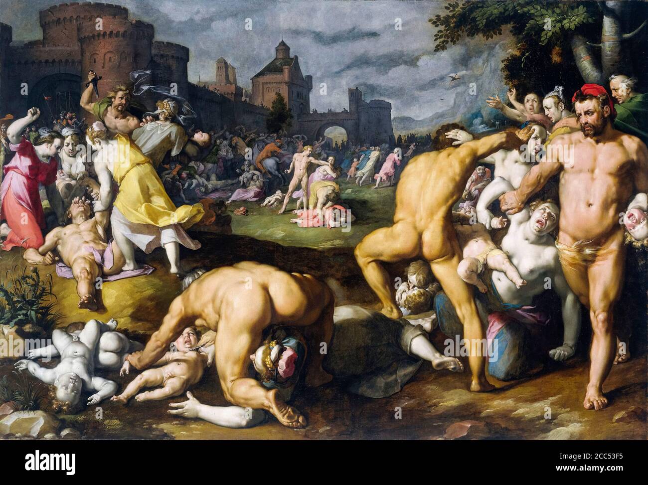 Das Massaker der Unschuldigen, Gemälde von Cornelis Cornelisz van Haarlem, 1590 Stockfoto