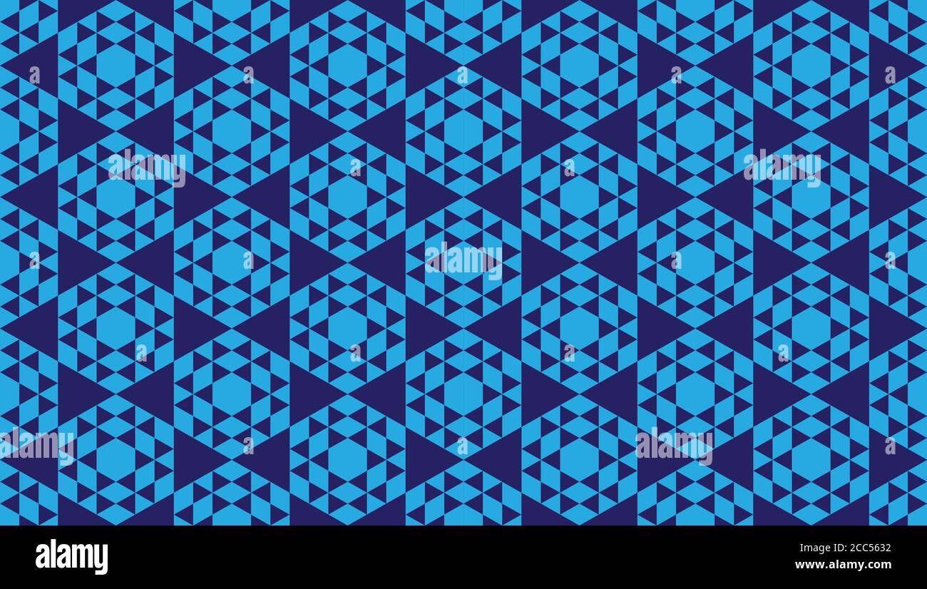 Abstrakte Geometrische Nahtlose Muster Design-Vorlage. Polygonale Dreiecke Ornament. Tapete Mit Dreieckigen Formen. Blaues Farbschema. Stock Vektor