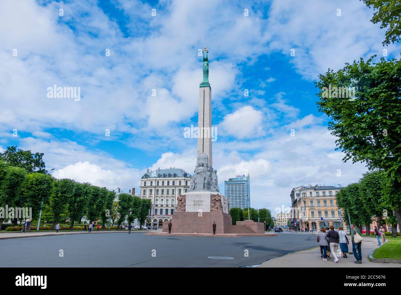 Brīvības pieemineklis, das Freiheitsdenkmal, Brivibas Laukums, Riga, Lettland Stockfoto