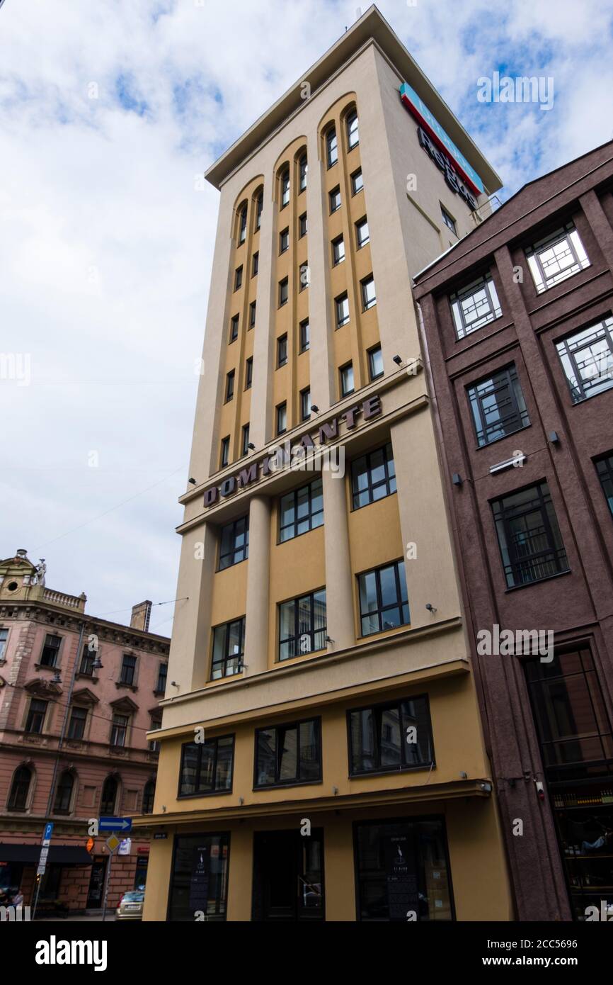 Dominatnte-Gebäude im Bauhaus-Stil, aus dem Jahr 1939, Dzirnavu iela, Centrs Riga, Lettland Stockfoto