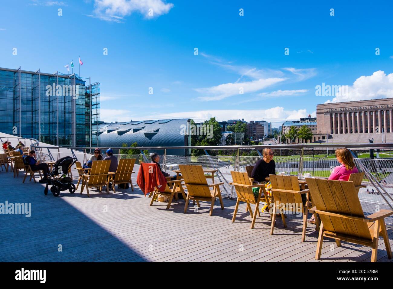 Terrasse, Oodi, Zentralbibliothek, Helsinki, Finnland Stockfoto