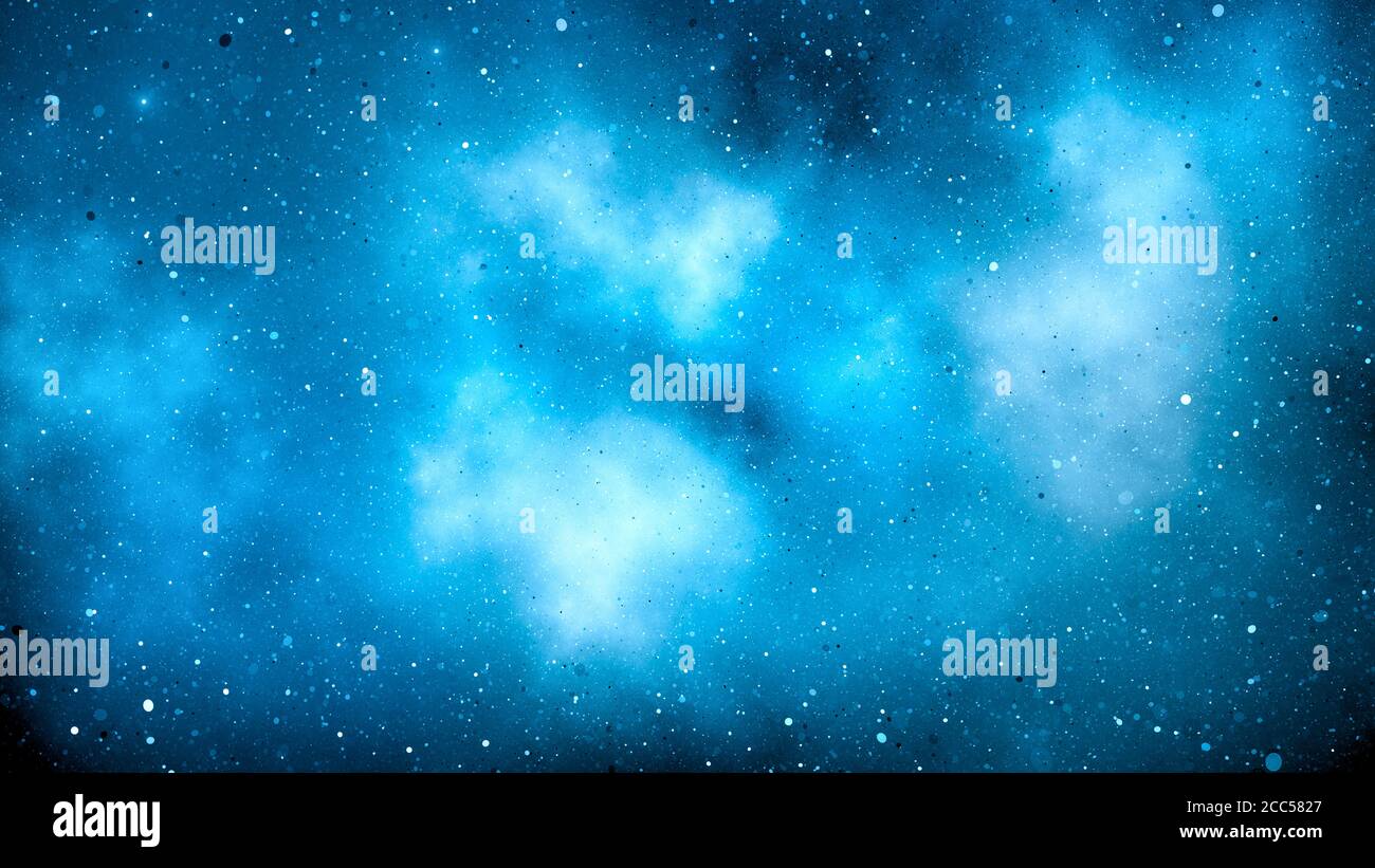 Blauer lebendiger Nebel im tiefen Raum, computergenerierter abstrakter Hintergrund, 3D-Rendering Stockfoto