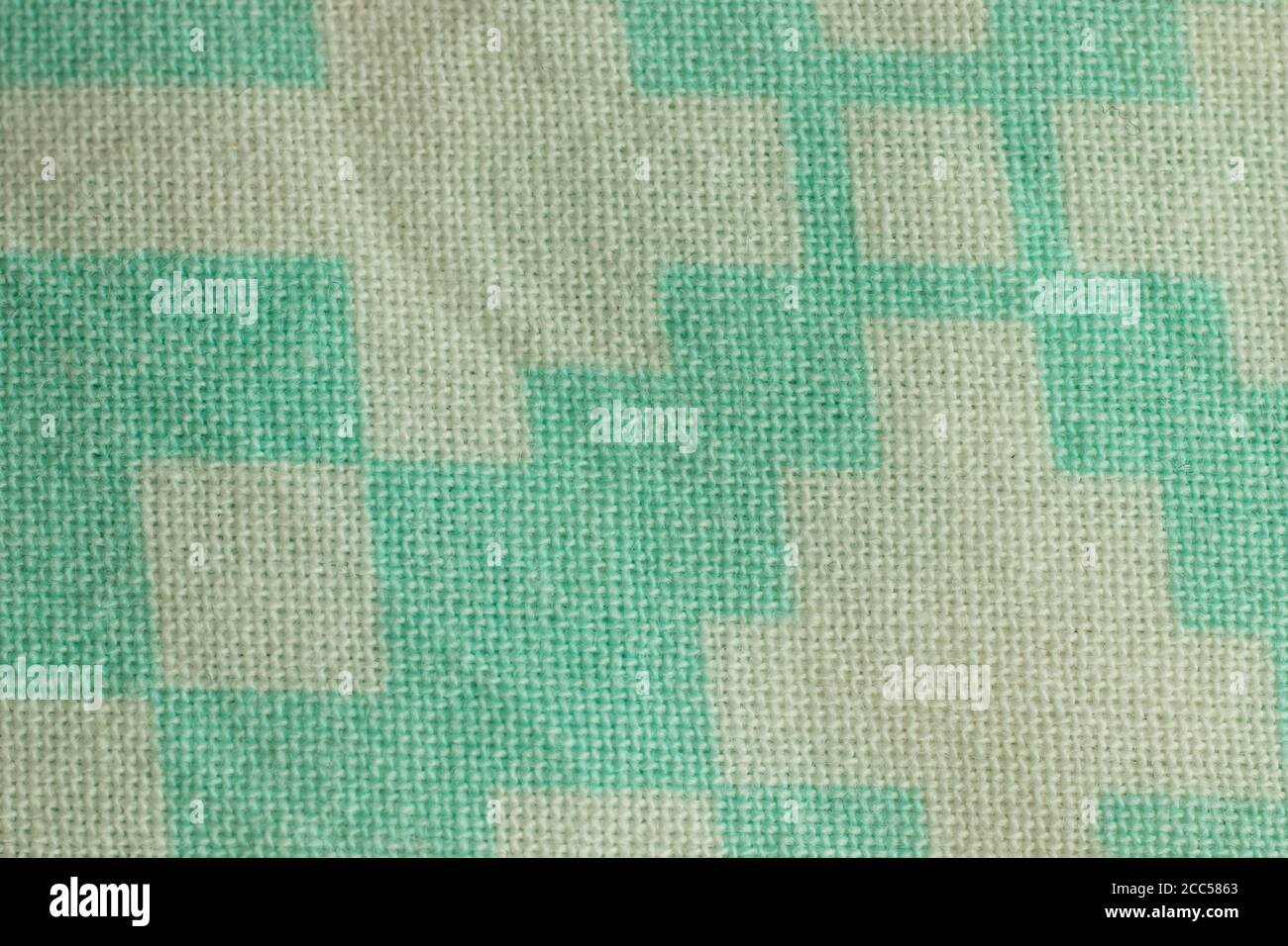 Blauer oder cyanfarbener und weißer Textilhintergrund Stockfoto