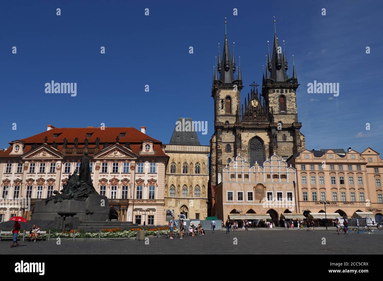 Altstädter Ring in Prag mit dem Denkmal für Jan Hus, prag, Tschechische Republik Stockfoto