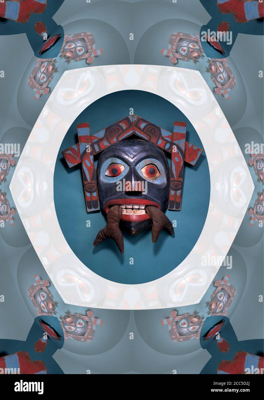 19th Century Chief's Maske der Haida Völker, British Columbia. Stockfoto