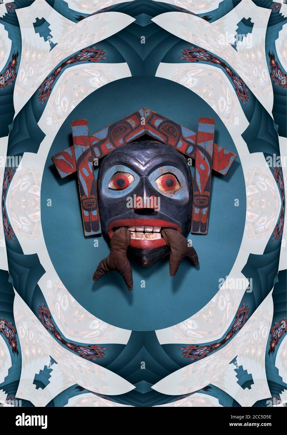 19th Century Chief's Maske der Haida Völker, British Columbia. Stockfoto