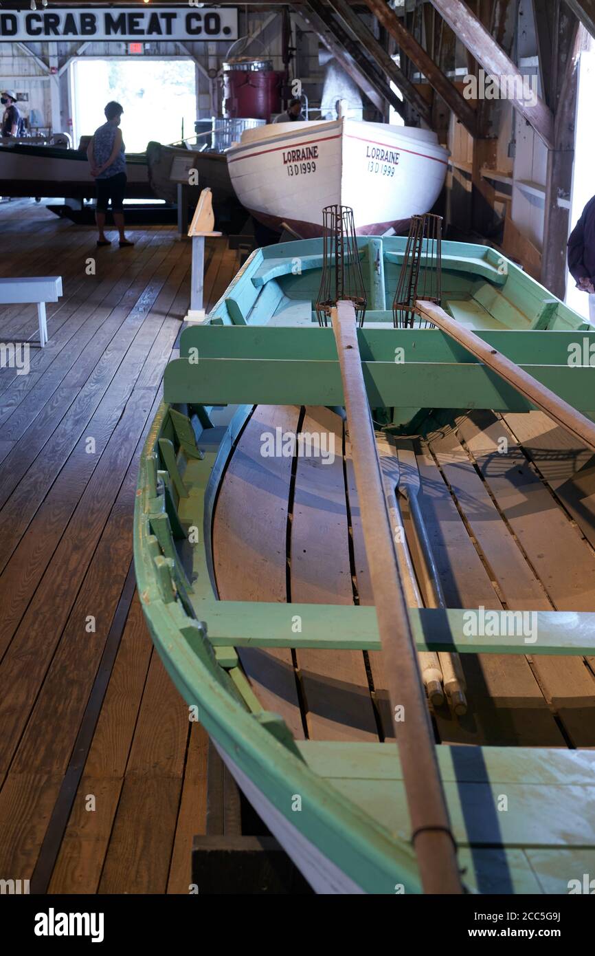 Kleiner Bootsschuppen. Chesapeake Bay Maritime Museum, St. Michaels, MD. Stockfoto