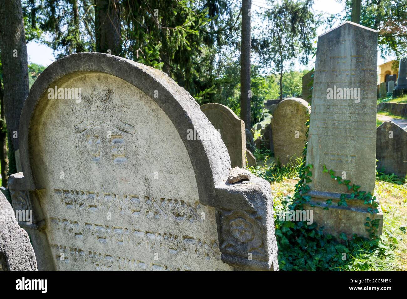 Der jüdische Friedhof in Třebíč aus der ersten Hälfte des 17. Jahrhundert in der UNESCO-Liste des Weltkulturerbes im Jahr 2003 Stockfoto