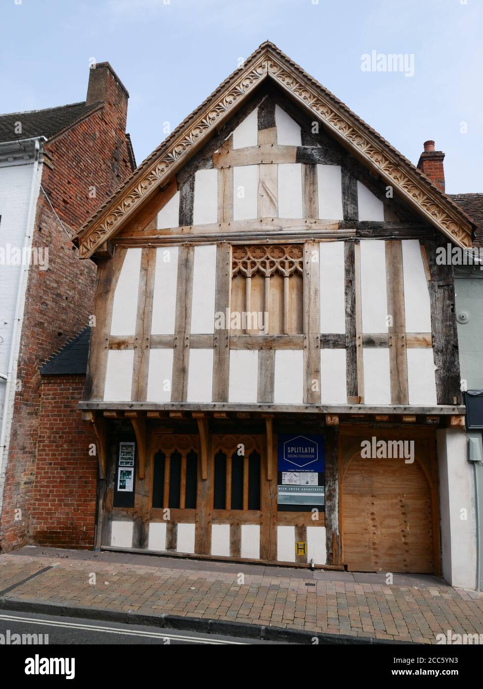 Restaurierung des historischen denkmalgeschützten Gebäudes 31 High Street Droitwich Stockfoto
