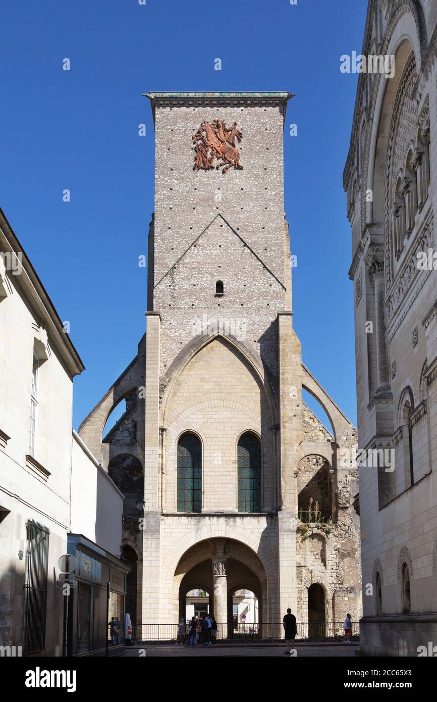 Der Charlemagne-Turm (Tour Charlemagne), Tours Frankreich. Ein mittelalterlicher Turm aus dem 11. Jahrhundert, Tours, Loire Vally, Frankreich Europa Stockfoto