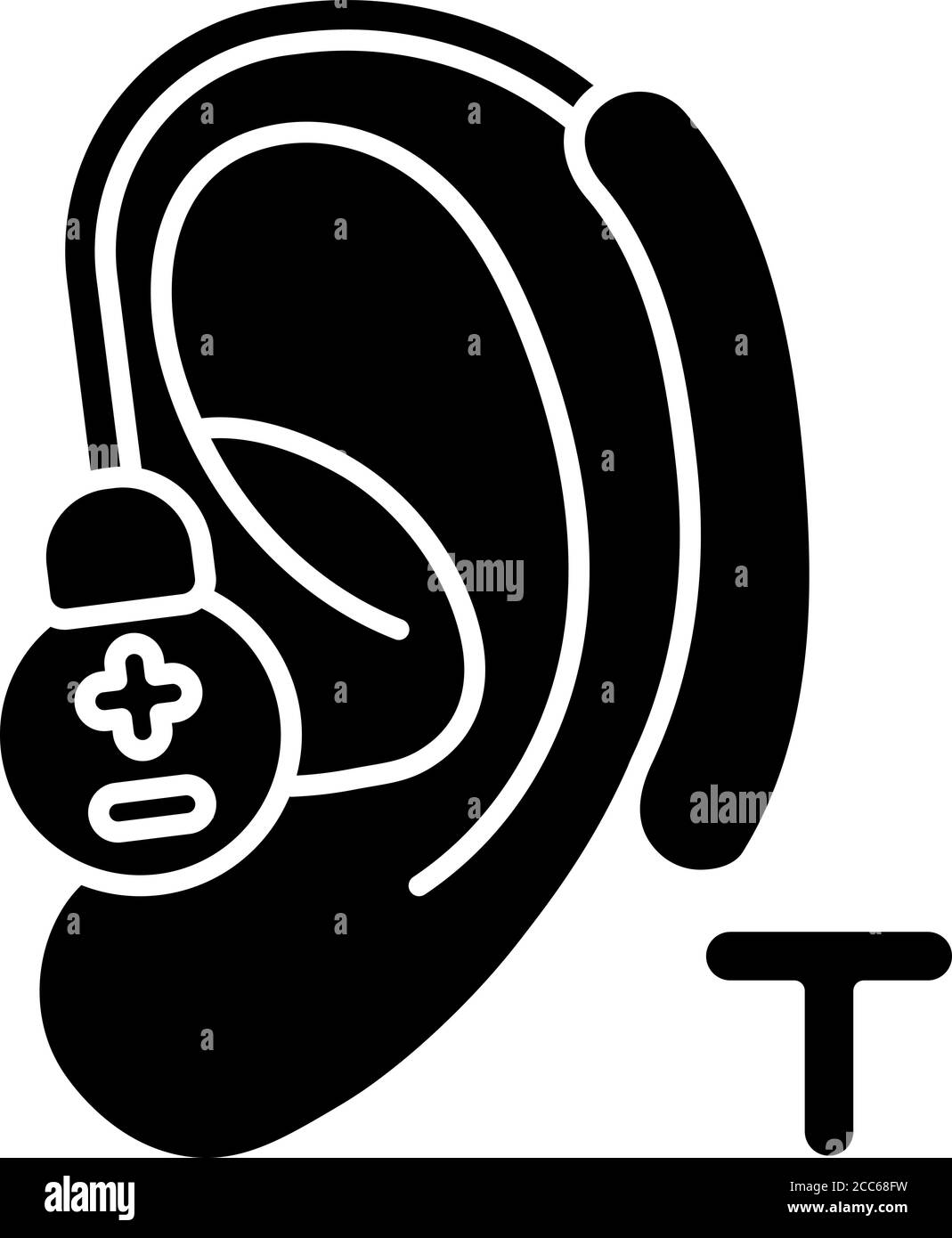 Hörschleife, schwarzes Glyphensymbol Stock Vektor