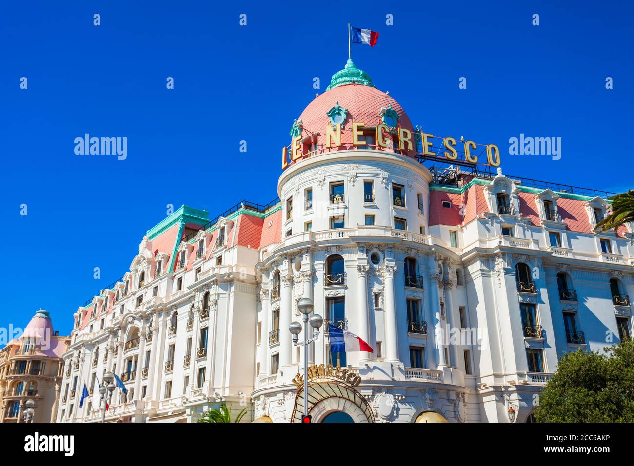 Nizza, Frankreich - 27 September 2018: Das Hotel Negresco und Restaurant Le Chantecler an der Promenade des Anglais in Nizza in Frankreich Stockfoto