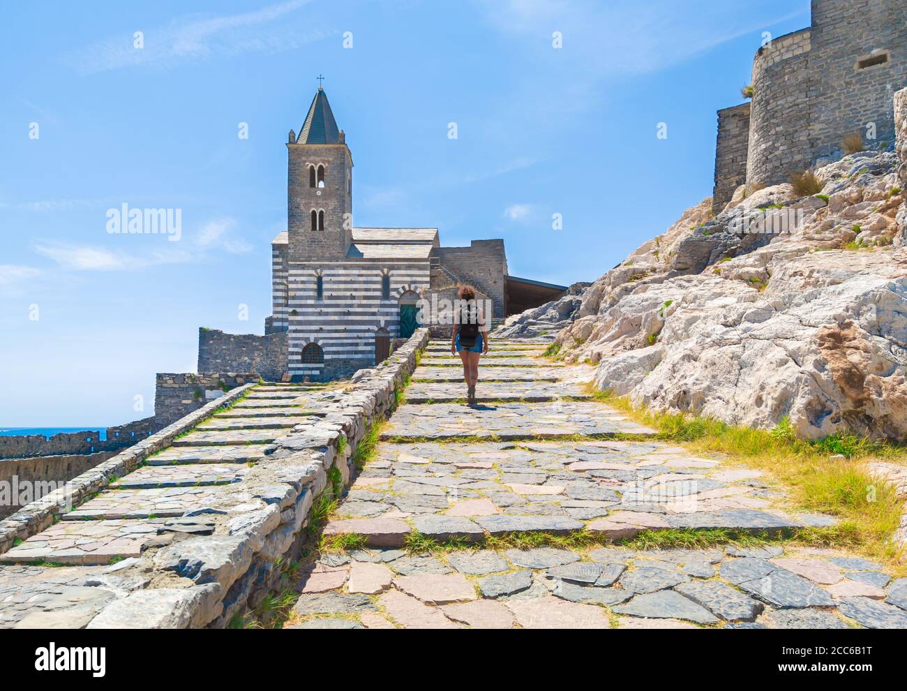 Porto Venere (Italien) - die Stadt am Meer auch bekannt als Portovenere, in der ligurischen Küste, Provinz von La Spezia; neben Dörfern von Cinque Terre Stockfoto