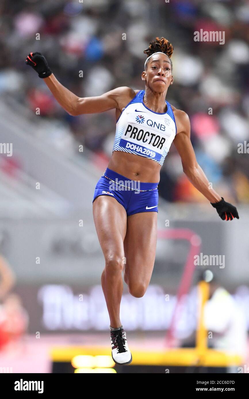 Shara Proctor (Großbritannien). Weitsprung Frauen endgültig. IAAF Leichtathletik WM, Doha 2019 Stockfoto