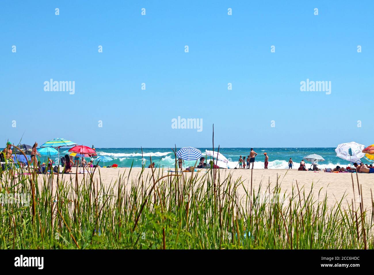 Berühmter Irakli Strand an der bulgarischen Schwarzmeerküste. 11/07/2020 Jahre. Stockfoto