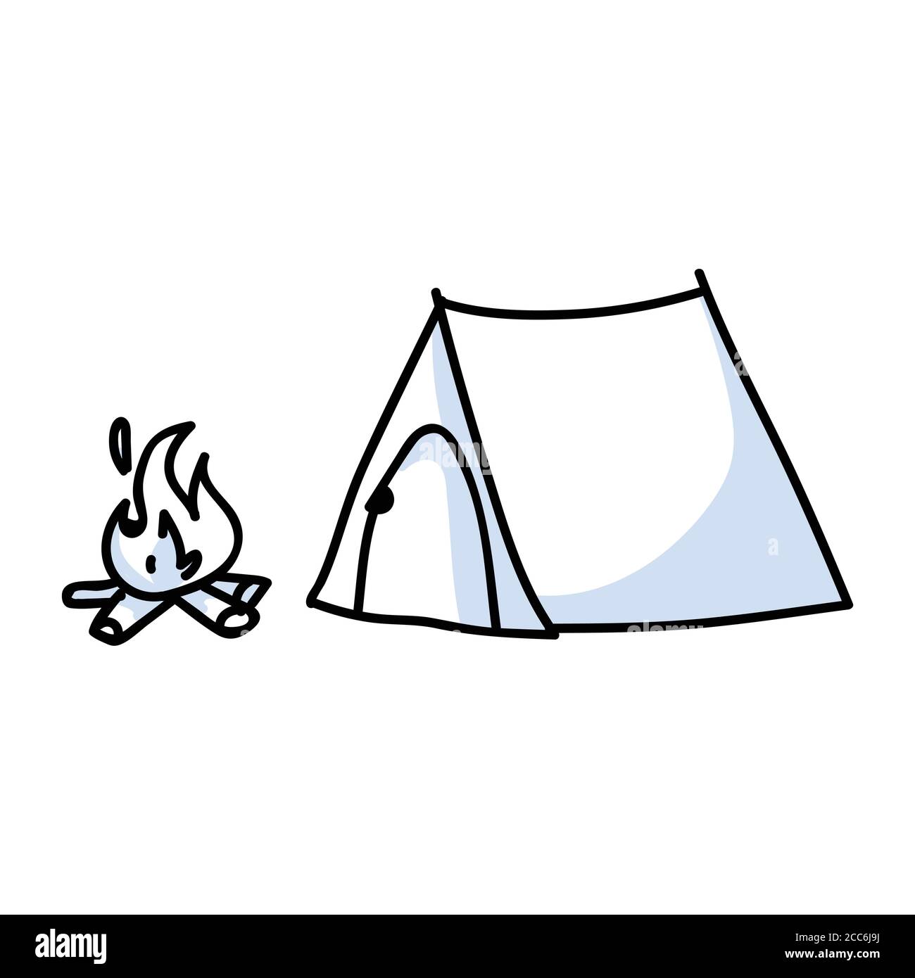 Handgezeichnetes Stickman Zelt und Lagerfeuer Konzept. Einfache  Outdoor-Urlaub Doodle Symbol fr Aufenthalt, Familienreise Abenteuer Clipart.  Einfacher Kurzurlaub Stock-Vektorgrafik - Alamy