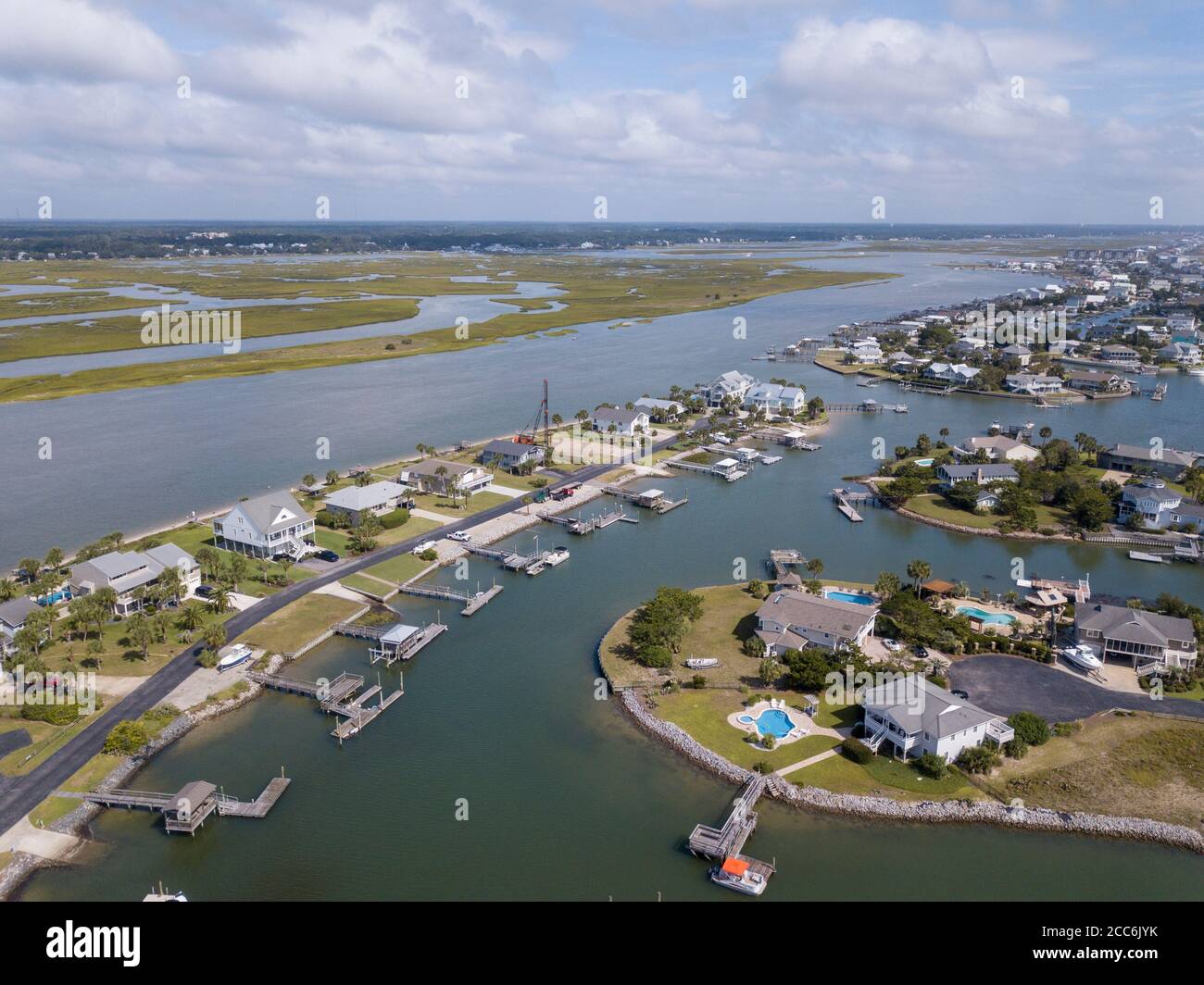Luftaufnahme von Garden City Beach in South Carolina an der Atlantikküste. Stockfoto