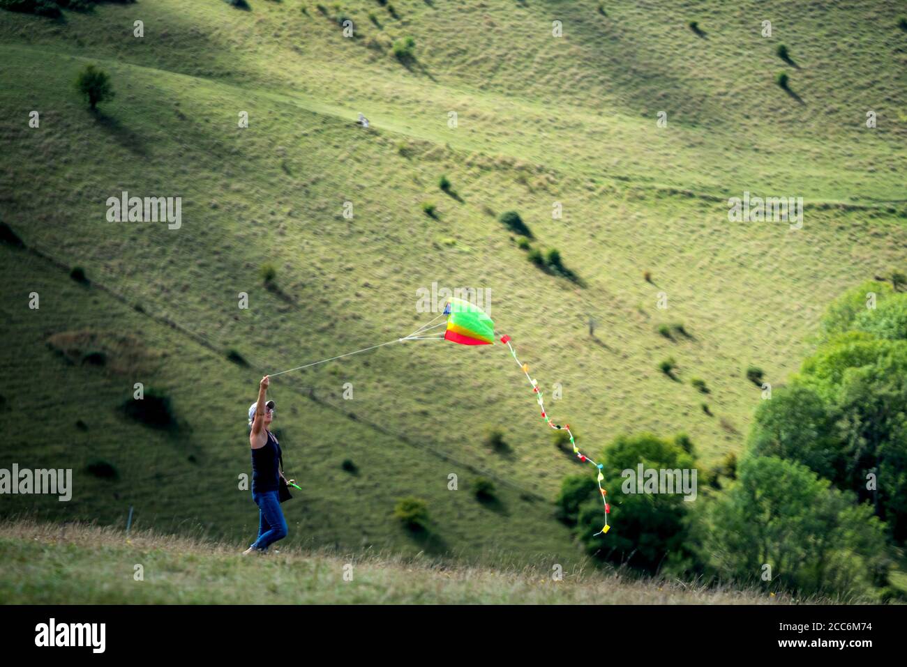 Brighton, 17. August 2020: Fantastisches Wetter am Devil's Dike im South Downs National Park, nahe Brighton, heute Nachmittag. Stockfoto