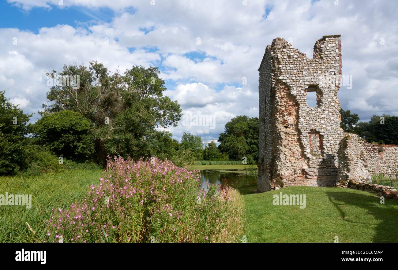 Die Überreste eines Turms in Baconsthorpe Castle, Norfolk, England. Stockfoto