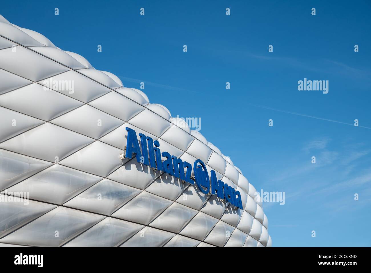 München, 23. Februar 2019 - Außenansicht des Heimspielstadions des berühmten deutschen Fußballvereins FC Bayern München, Allianz Arena, in Mu Stockfoto