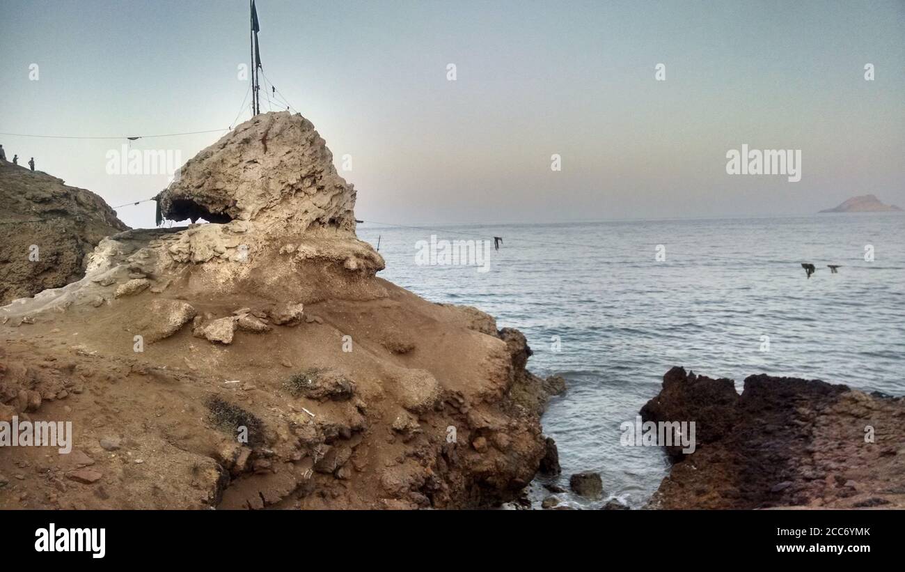 Rock Stone Beach Mubarak Village Balochistan Pakistan Stockfoto