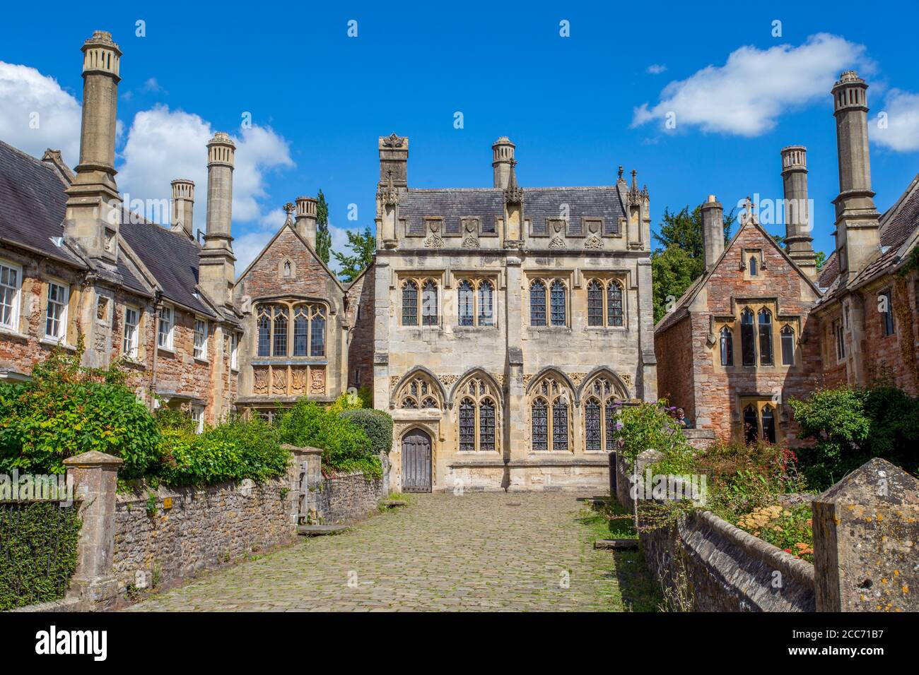 Historische Vicars' Close Road in Wells, Somerset, England Stockfoto