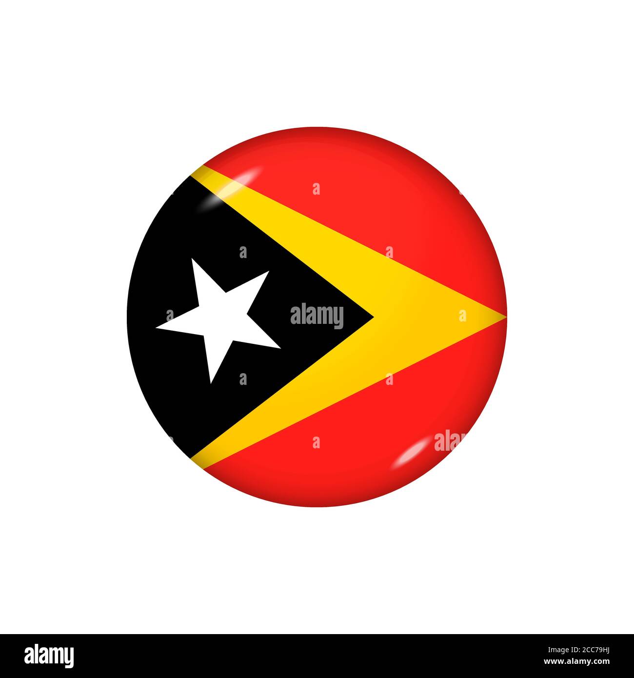 Symbolflagge von Osttimor. Runde glänzende Fahne. Vektorgrafik. EPS 10 Stock Vektor