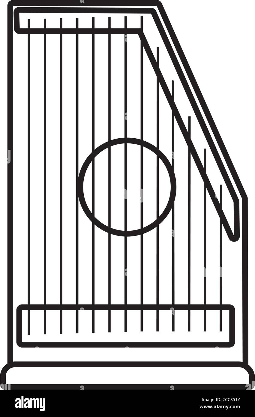 Lyre String Instrument Line Stil Symbol Vektor Illustration Design Stock Vektor