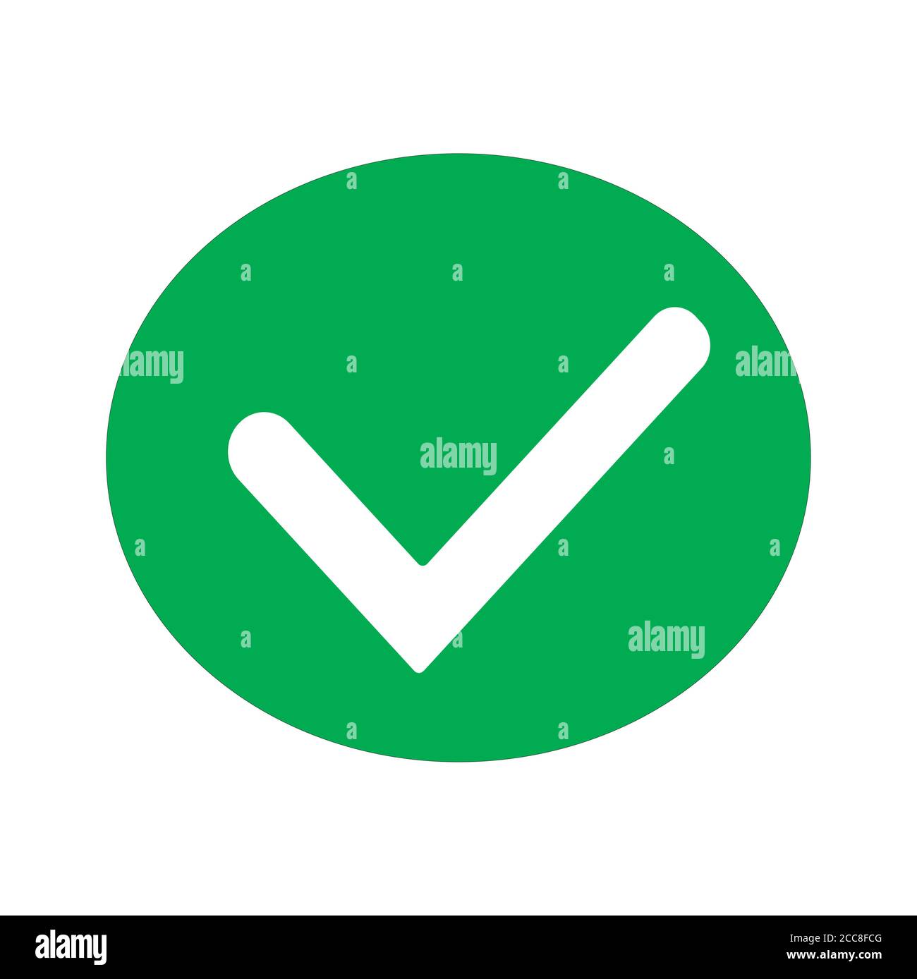 Ja / Akzeptieren / Korrigieren / Häkchen markieren, Vektorgrafik für Websymbole, grün auf weißem, isoliertem Hintergrund. Stock Vektor