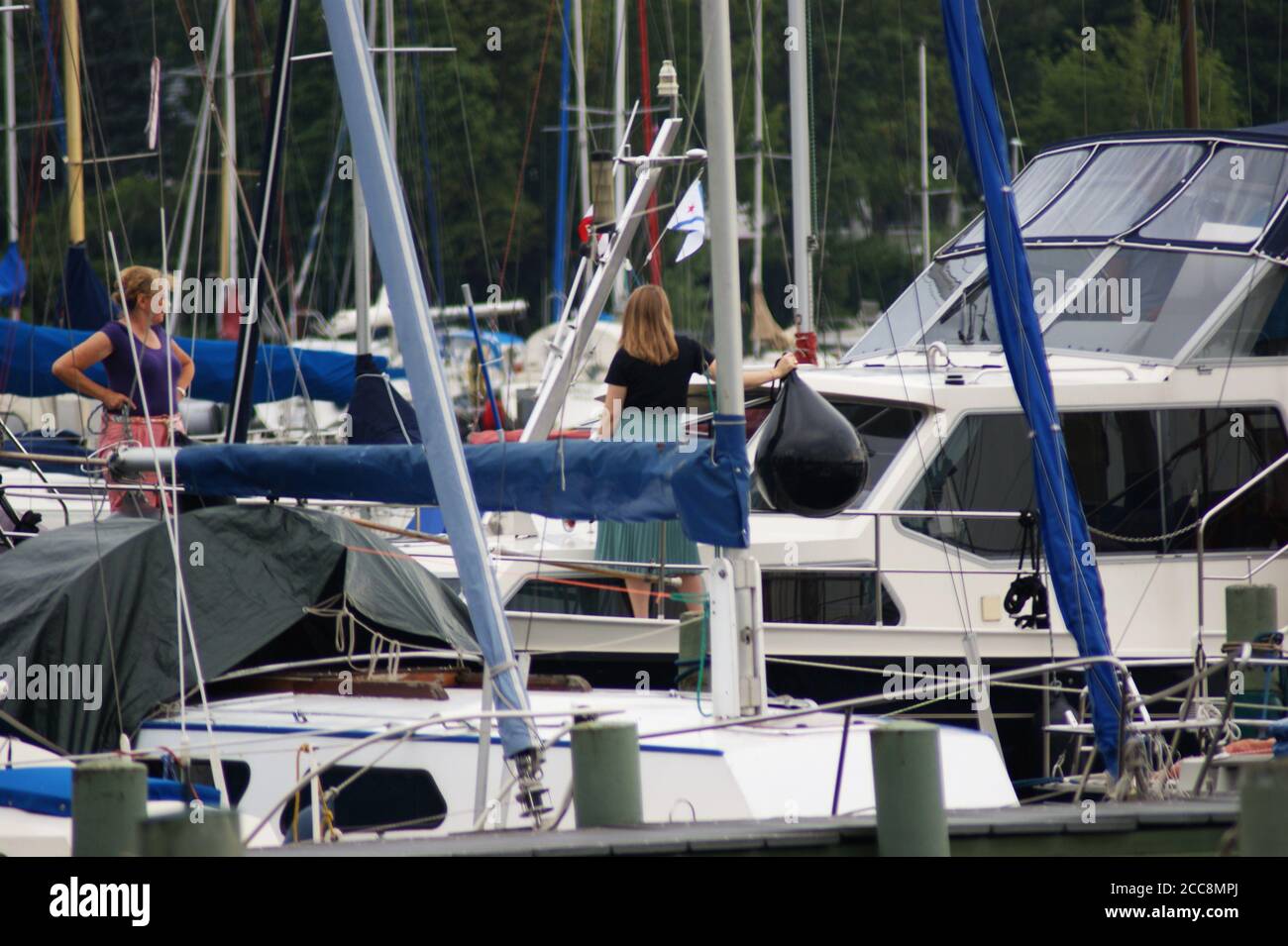 Yachthafen an der Scharfen Lanke in Berlin-Spandau Stockfoto