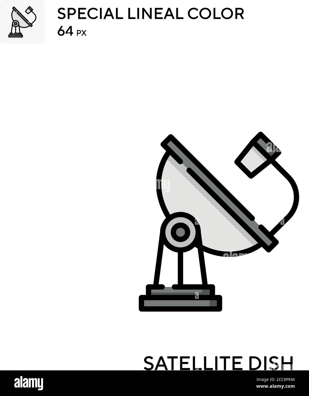 Satellitenschüssel spezielles lineales Farbvektorsymbol. Illustration Symbol Design Vorlage für Web mobile UI-Element. Stock Vektor