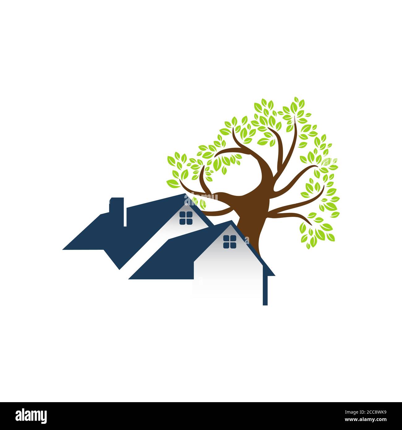 Tree House illustratives Logo für Umweltschutz in Zusammenhang mit Geschäft. Es ist ideal für Websites und das Design ist druckfreundlich für alle Medien. Design Stock Vektor