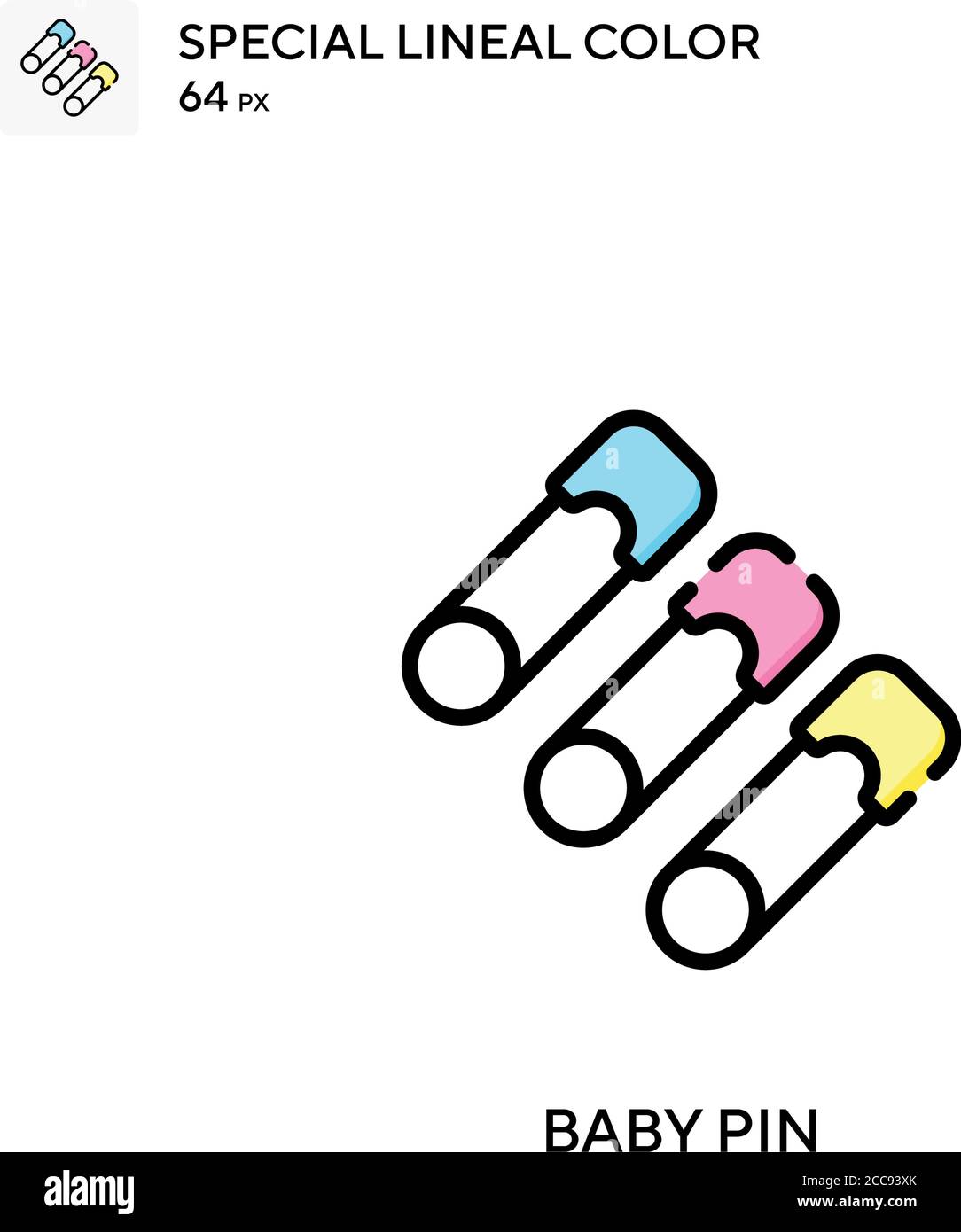 Baby Pin Spezielle Linienfarbe Vektor-Symbol. Illustration Symbol Design Vorlage für Web mobile UI-Element. Stock Vektor