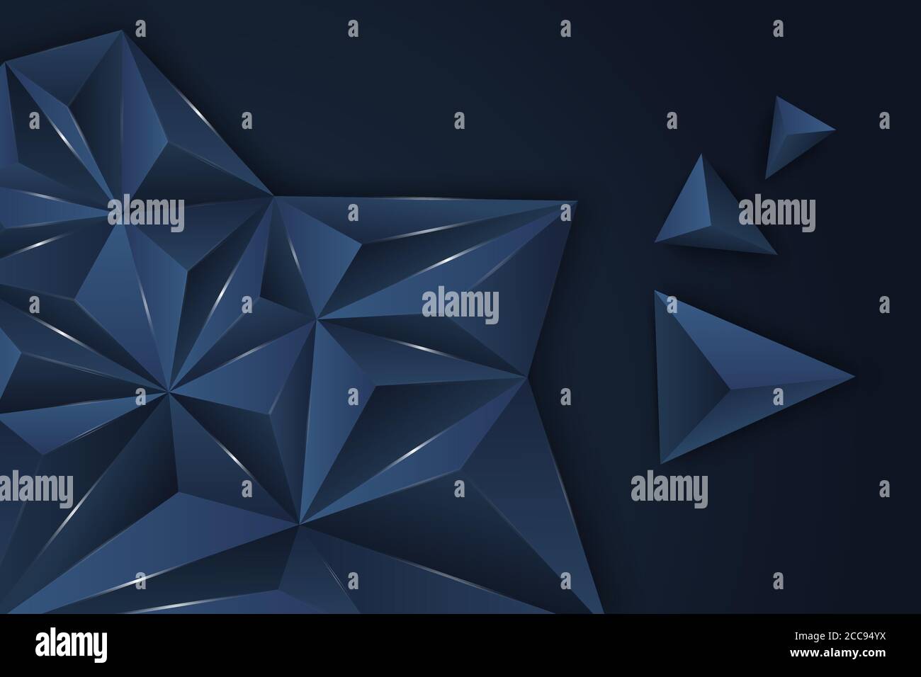 Dreieck Hintergrund blau mit dunklem Raum.Polygonal Metall modernes Design. Stock Vektor