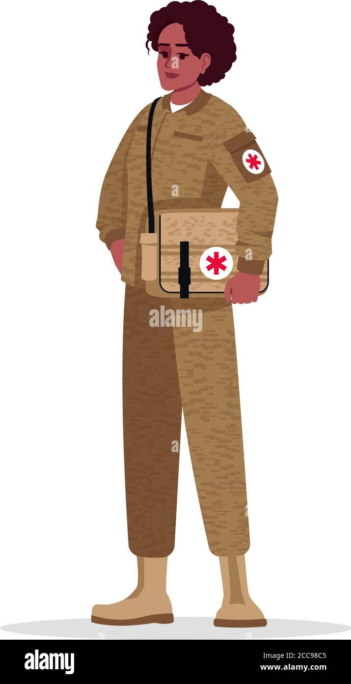 Militär Chirurg semi-flach RGB-Farbvektor Illustration Stock Vektor
