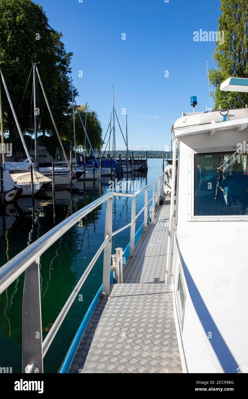 Uberlingen, Deutschland. August 2020. Auf dem Wasserpolizeiboot bei der exklusiven Fotogelegenheit auf der Wasserpolizeistation in Uberlingen. Uberlingen, 19. August 2020 Quelle: dpa/Alamy Live News Stockfoto