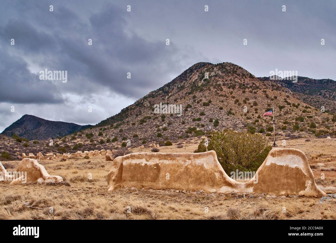 Ruinen von Kavallerie-Kasernen in Fort Bowie, Arizona, USA Stockfoto
