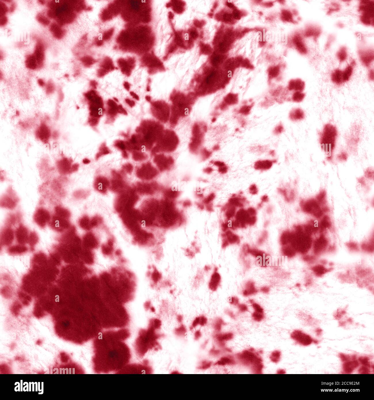 Krawatte Farbstoff Shibori Nahtloses Muster. Aquarell handbemalte rote Zierelemente auf weißem Hintergrund. Aquarell abstrakte Textur. Print für Textil Stockfoto