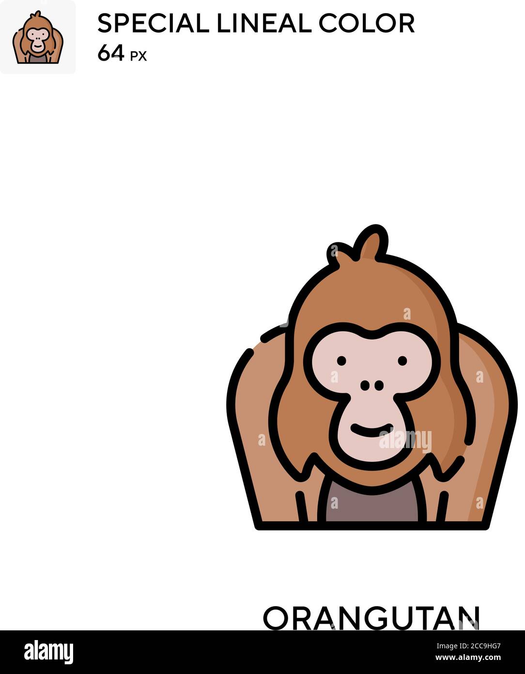 Orang-Utan spezielles lineales Farbvektorsymbol. Illustration Symbol Design Vorlage für Web mobile UI-Element. Stock Vektor