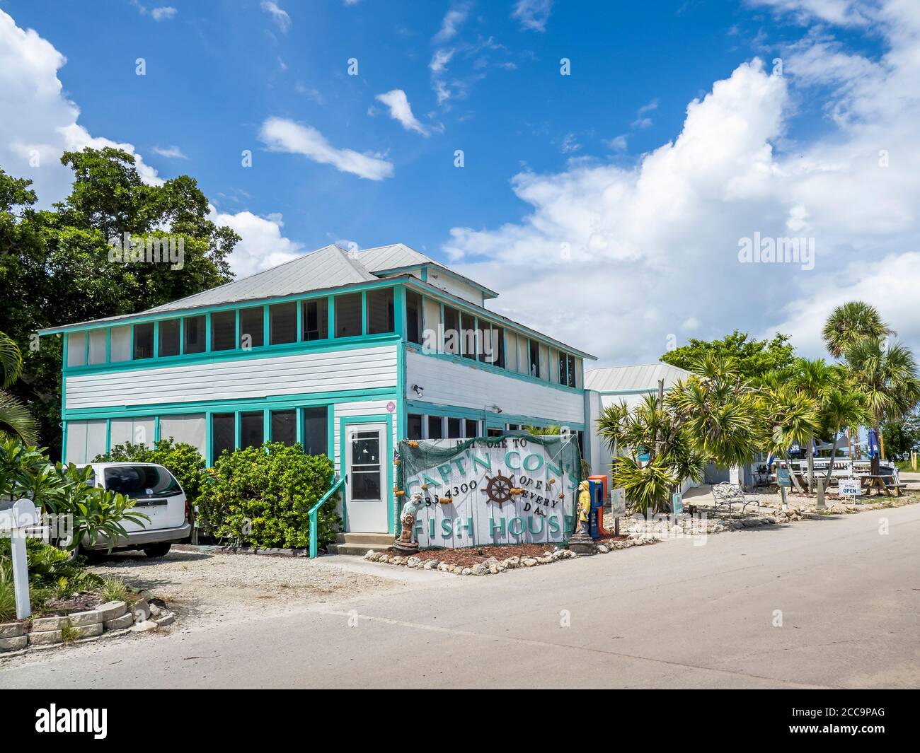 Capt’n Con's Fish House in Bokeelia auf Pine Island in Der Golf von Mexiko in Florida in den Vereinigten Staaten Stockfoto