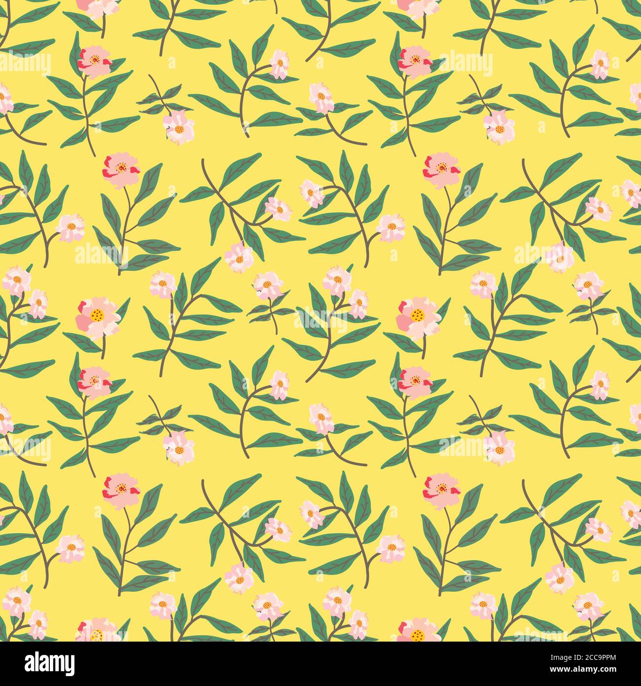 Nahtlose Endlose Hand Gezeichnet Aquarell Floral Blume Pfingstrose Poppy Muster Isolierter Hintergrund Stock Vektor