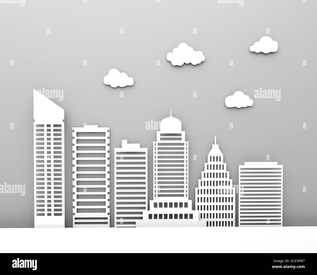 Weißes Papier Wolkenkratzer Gebäude moderne Stadt 3D Stockfoto