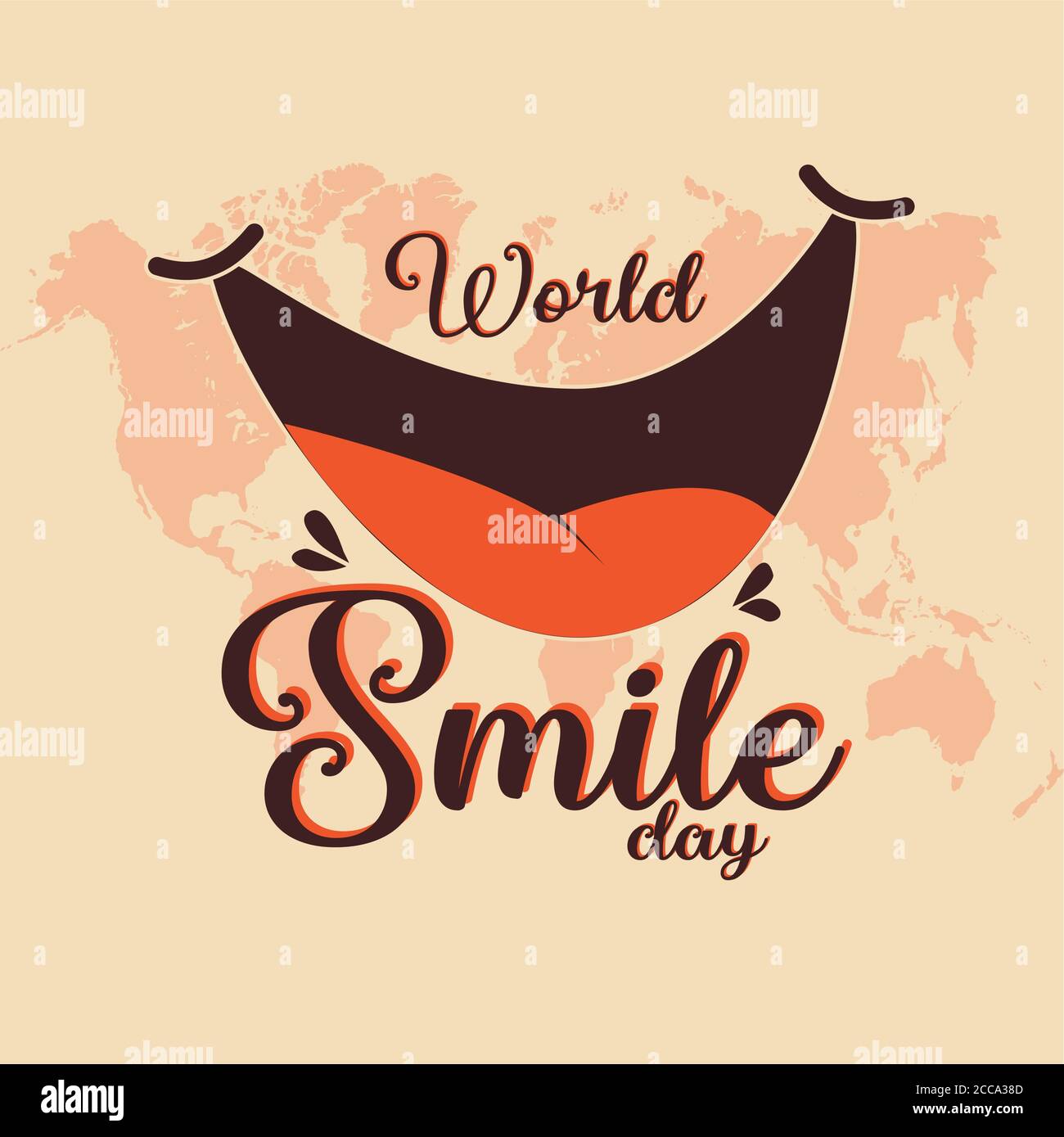 World Smile Day Vektor mit Big Smile auf der Welt Stock Vektor