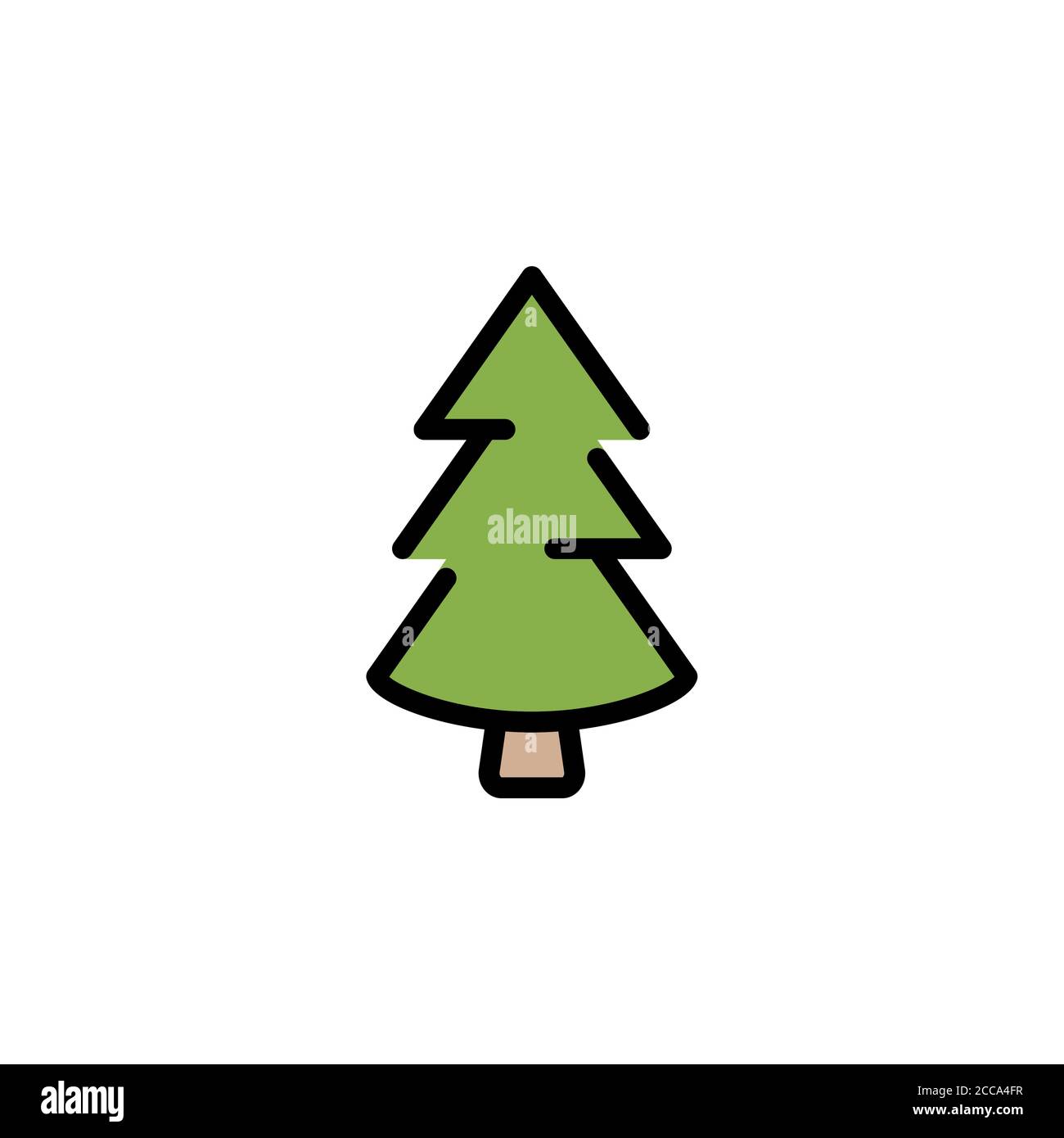 Weihnachtsbaum, Tannenbaum Farbe Symbol dünne Linie, linear, Umriss